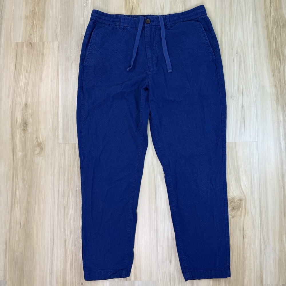 Banana Republic Seersucker Pants Athletic Fit 34x32 Blue Drawstring